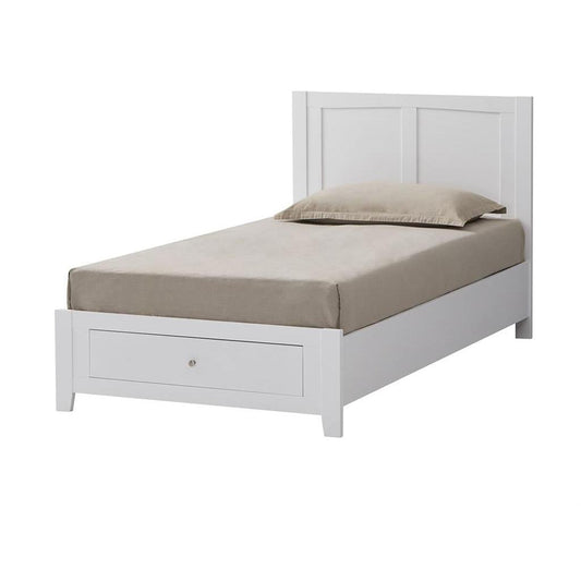 SELENE RUBBERWOOD KING SINGLE BED WITH 1 DRAWER WHITE
