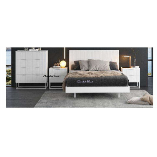 SNOWDON ACACIA 4-DRAWER TALLBOY CHEST OF 4 DRAWERS IN WHITE ART DECO STYLE