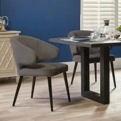 AUBERT BLACK OAK LEG DINING CHAIR WITH GREY VELVET