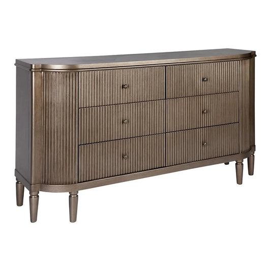 DIANNA MARBLE ART DECO 6 DRAWER CHEST OF DRAWERS ACCENT CHEST ANTIQUE GOLD