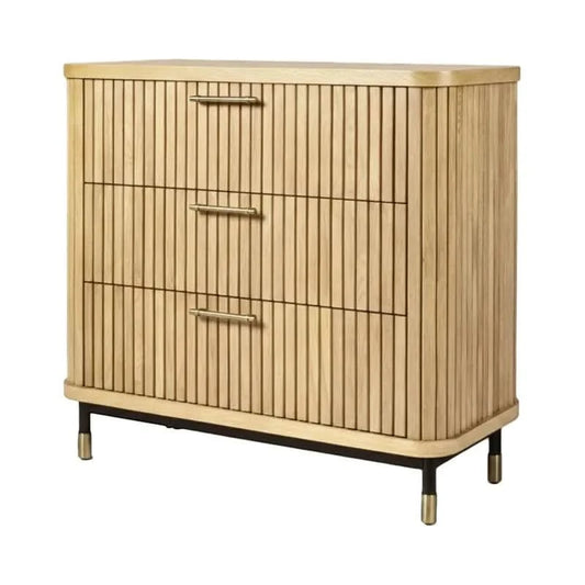 PEMBROKE OAK TIMBER 3-DRAWER CHEST OF DRAWERS NATURAL