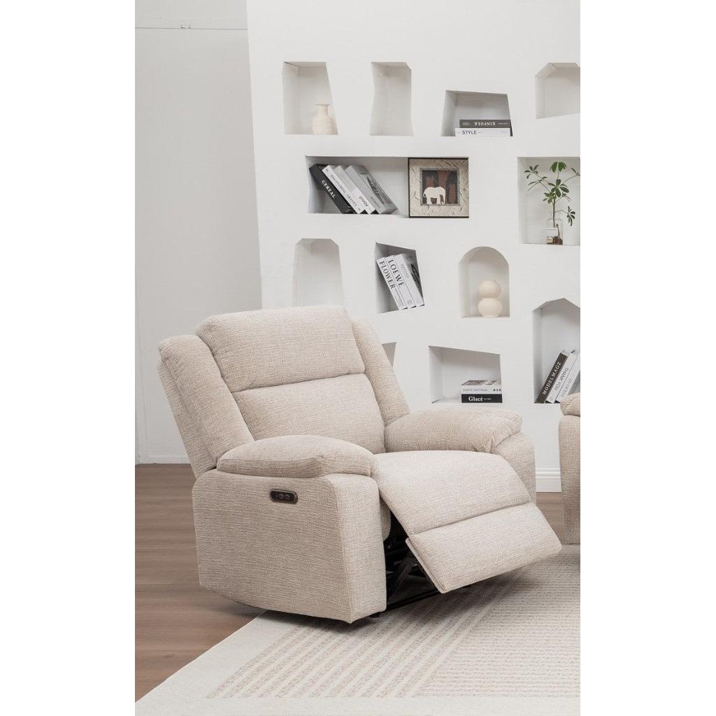 ALLOA FABRIC 1-SEATER ARMCHAIR ELECTRIC RECLINER SOFA BEIGE