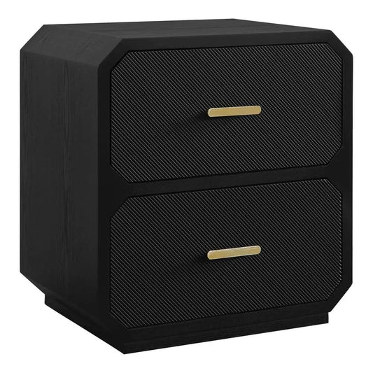 DELGARDO HAMPTON STYLE 2-DRAWER BEDSIDE TABLE BLACK