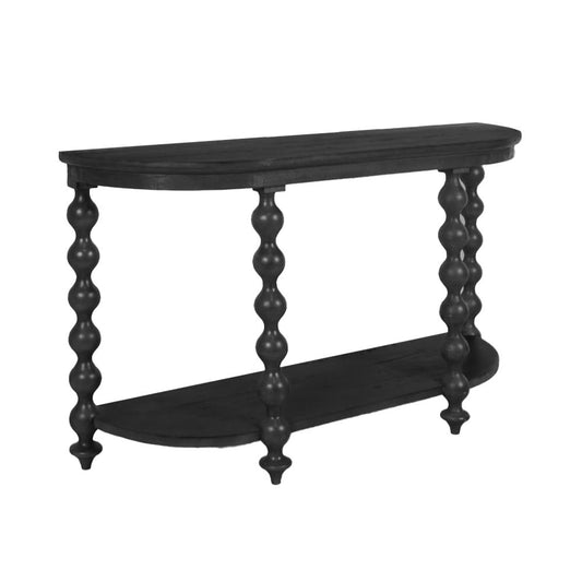 CAROLYN MINDI WOOD CONSOLE TABLE IN SOLID BLACK