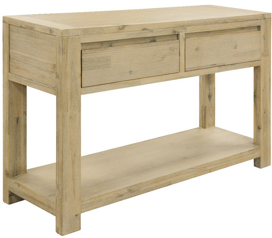 RIPLEY SOLID ACACIA TIMBER 2-DRAWER CONSOLE TABLE/HALL TABLE BRUSHED SMOKE