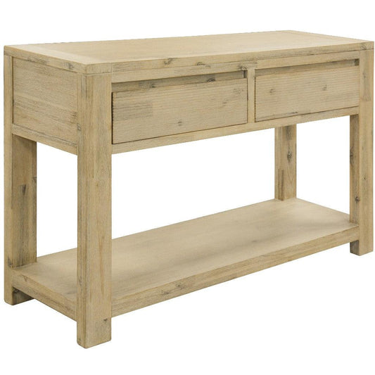 RIPLEY SOLID ACACIA TIMBER 2-DRAWER CONSOLE TABLE/HALL TABLE BRUSHED SMOKE