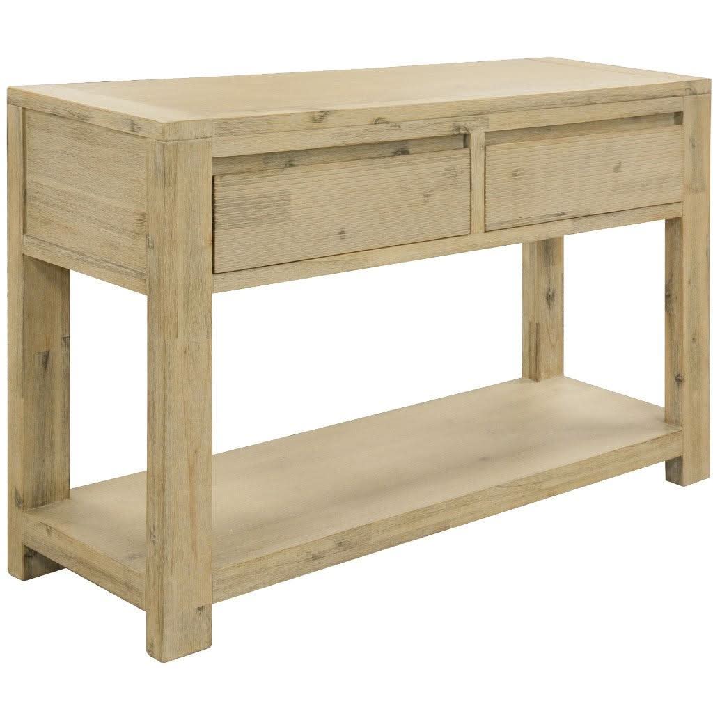 RIPLEY SOLID ACACIA TIMBER 2-DRAWER CONSOLE TABLE/HALL TABLE BRUSHED SMOKE