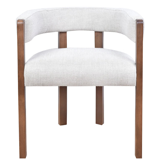 FELICE DOVE GREY LINEN FABRIC DINING CHAIR WITH MARON LEGS