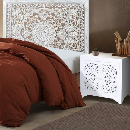 DAUPHIN MANGO WOOD KING HEADBOARD ANTIQUE WHITE