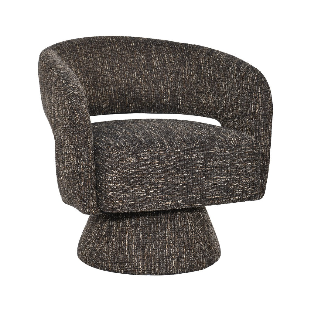 LESTER FABRIC ACCENT ARMCHAIR 360 DEGREE SWIVEL CHOCOLATE