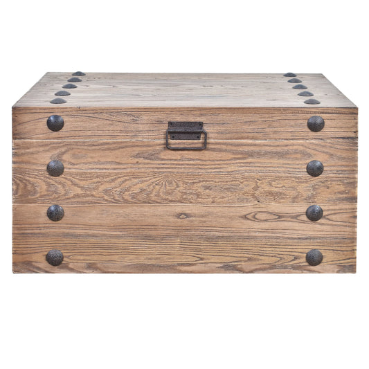 BASIL NAILHEAD OLD ELM TRUNK SIDE TABLE NATURAL WITH IRON ACCENTS
