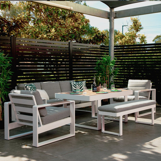 ANZIO 5 PIECE OUTDOOR SOFA SET WHITE
