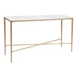 SOREN MARBLE CONSOLE TABLE/HALL TABLE - BRASS FRAME 140CM