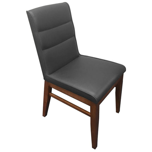 MORROW LEATHER DINING CHAIR GRAY/BLACKWOOD
