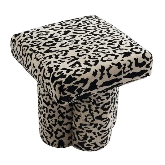 NAMAR STOOL - LEOPARD CHENILLE
