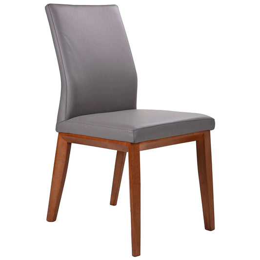 OAKLEY LEATHER DINING CHAIR MID-GRAY/BLACKWOOD