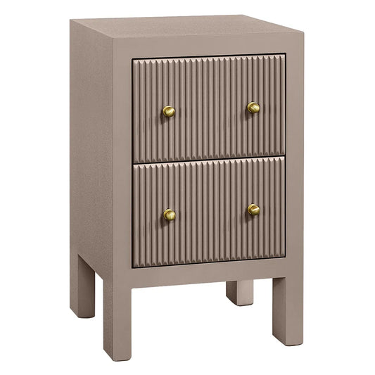 JAYLA PETITE TAUPE 2-DRAWER BEDSIDE TABLE