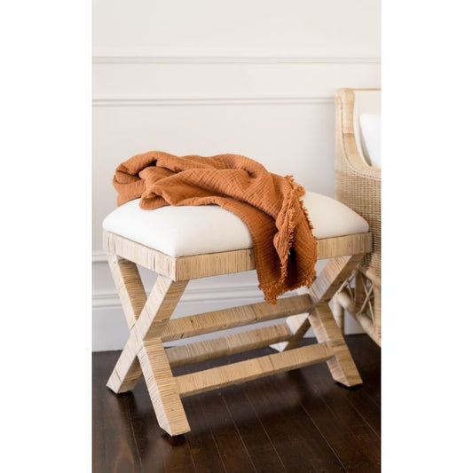 CROZAT MAHOGANY/RATTAN BENCH NATURAL SMALL