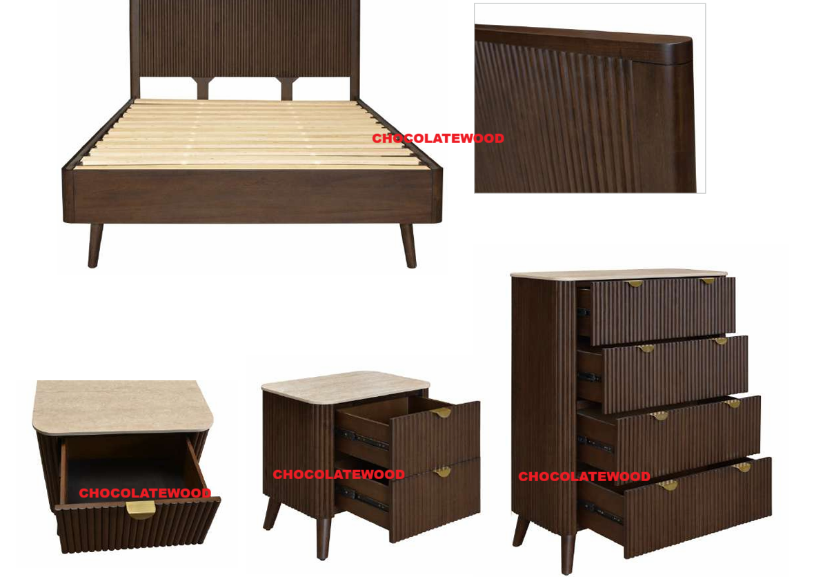 SEVERIN SOLID & VENEER MALAYSIAN HARDWOOD 6 DRAWER DRESSER/ 6 DRAWER CHEST OF DRAWERS WALNUT