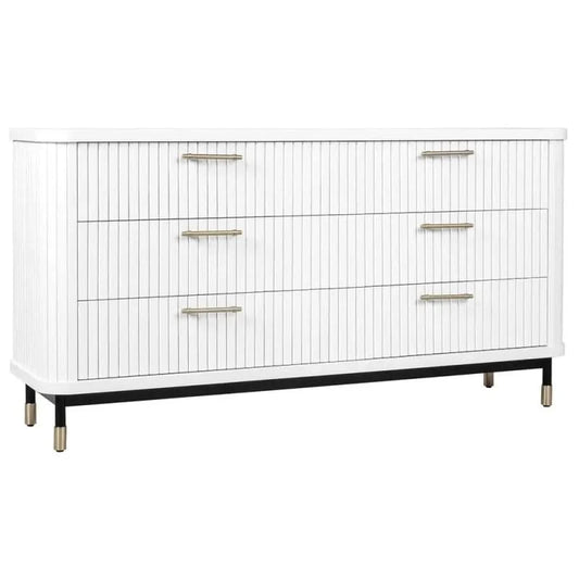 PEMBROKE OAK TIMBER 6-DRAWER CHEST OF DRAWERS WHITE