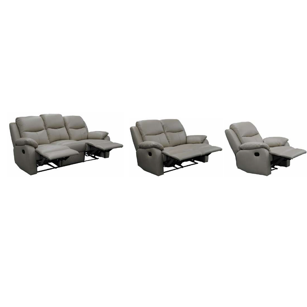 LANCEY PREMIUM LEATHER 3 SEATER, 2-SEATER SOFAS + SINGLE MANUAL RECLINER ARMCHAIR WHEAT