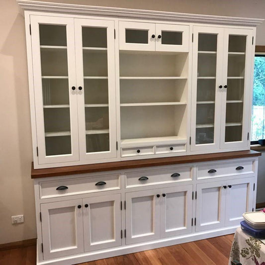 FRAZER WHITE PAINTED WALL UNIT BOOKCASE BOOKSHELF BUFFET HUTCH SIDEBOARD - MyChocolateWood