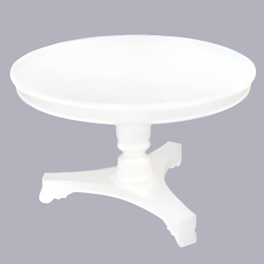 ROSMARIE QUEEN ANN ROUND DINING TABLE IN SOLID MAHOGANY 120CM - SOLID WHITE - MyChocolateWood