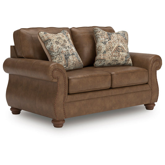 EMBER 2-SEATER FAUX LEATHER SOFA BROWN