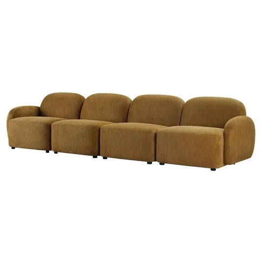 LORELEI 4-SEATER MODULAR FABRIC SOFA - TOFFEE COLOUR