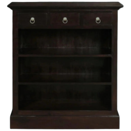 ADELAIDE SOLID MAHOGANY TIMBER 3 DRAWERS & 3 SHELVES BOOKCASE IN CHOCOLATE - MyChocolateWood