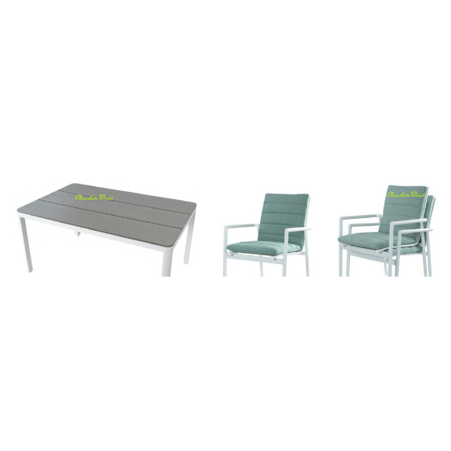 CHIMINO 7 PIECE OUTDOOR DINING SET WHITE/MIST GREEN