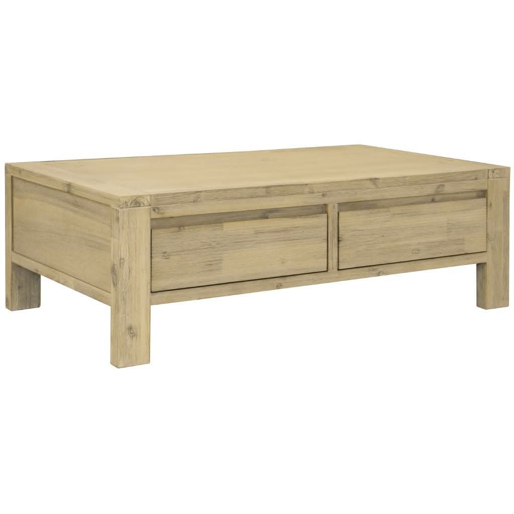 RIPLEY SOLID ACACIA TIMBER 2-DRAWER COFFEE TABLE BRUSHED SMOKE