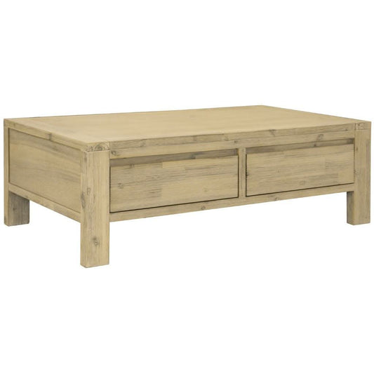 RIPLEY SOLID ACACIA TIMBER 2-DRAWER COFFEE TABLE BRUSHED SMOKE