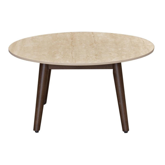 SEVERIN SOLID & VENEER MALAYSIAN HARDWOOD ROUND COFFEE TABLE  WALNUT DIA.80CM