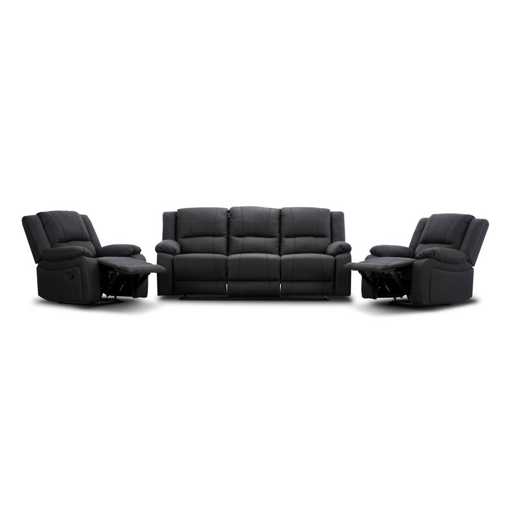 DORVAL 3-SEATER + 2 SINGLE RECLINERS SUITE LATTE - MyChocolateWood