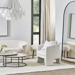 GRETCHEN WHITE BOUCLE ARMCHAIR NATURAL LINEN