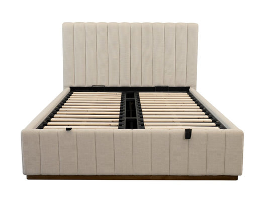 ZADIA GAS LIFT STORAGE QUEEN SIZE BED BEIGE