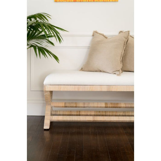 CROZAT MAHOGANY/RATTAN BENCH NATURAL MEDIUM