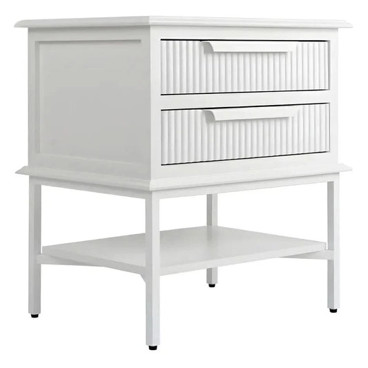 MORETTI 2-DRAWER BEDSIDE TABLE SATIN WHITE SMALL