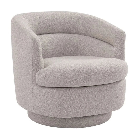 BRYNN BOUCLE SWIVEL ARMCHAIR WARM GREY