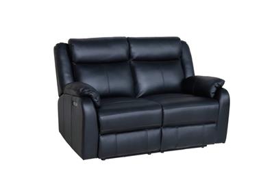 BARRON GENUINE MURANO LEATHER 2-SEATER RECLINER SOFA W/USB PORT BLACK