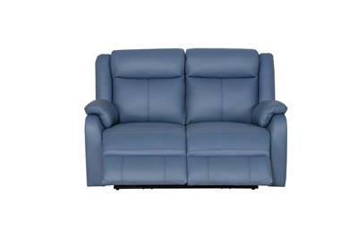 BARRON GENUINE MURANO LEATHER 2-SEATER RECLINER SOFA W/USB PORT MARINE BLUE