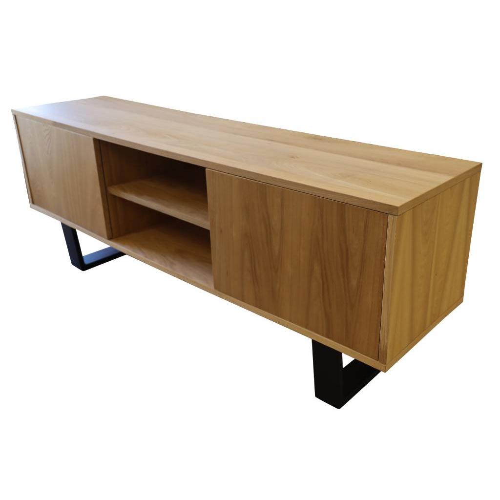 MAYZI ELM VENEER TELEVISION UNIT/ETU/TELEVISION STAND NATURAL/BLACK LEGS - MyChocolateWood
