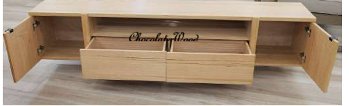 IBARRA SOLID & VENEER BLUE GUM TIMBER  ETU TELEVISION UNIT 2 DOORS 2 DRAWERS NATURAL