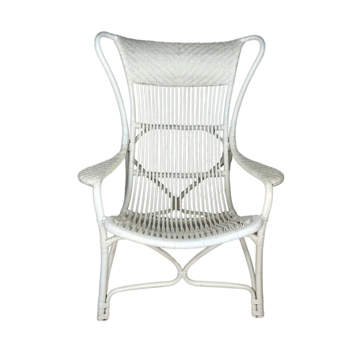 ORTIS SOLID WHITE RATTAN LIVING CHAIR VERANDAH CHAIR LOUNGE CHAIR ACCENT CHAIR/ ARMCHAIR /EASY CHAIR