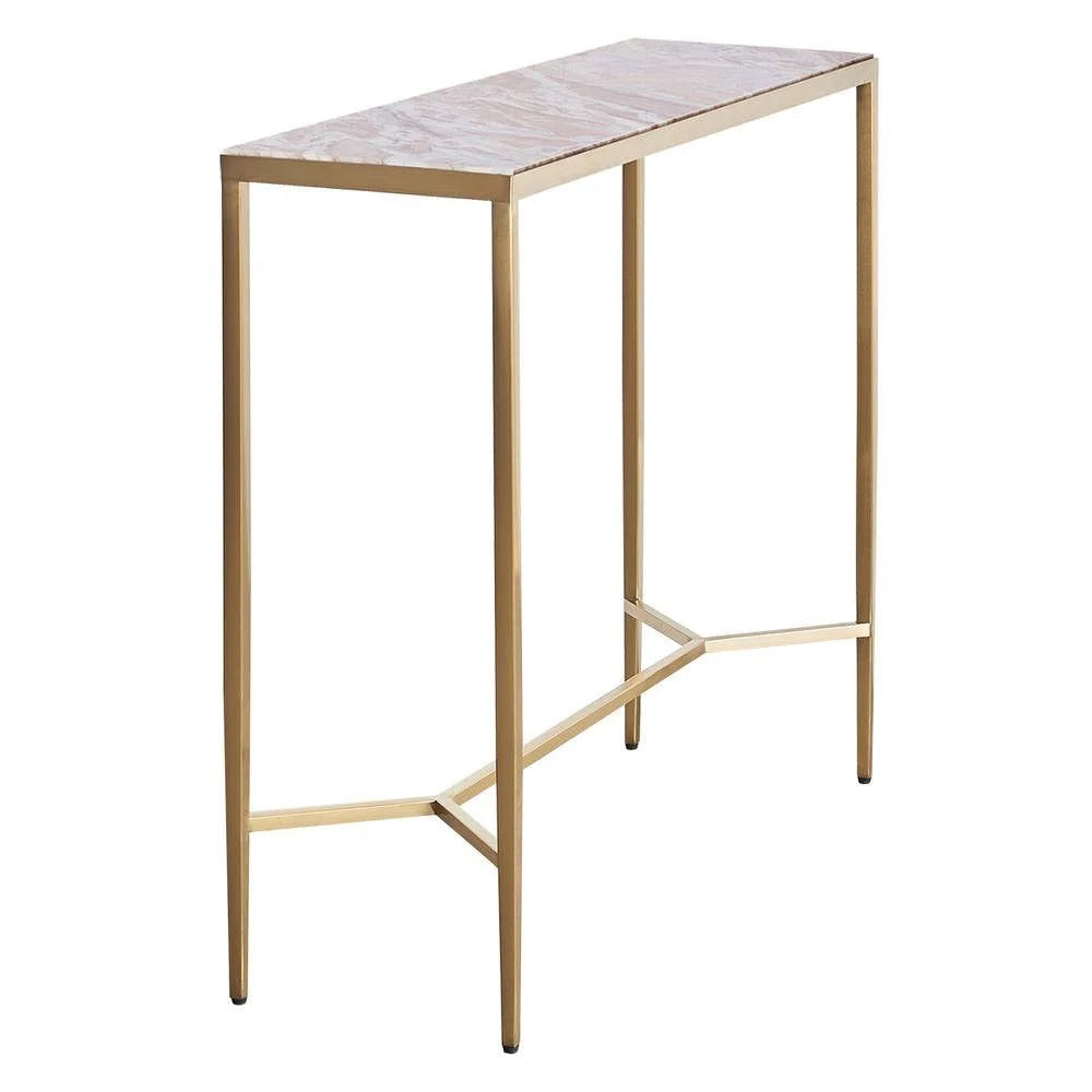 MELINA CONSOLE TABLE/HALL TABLE PINK MARBLE/GOLD STAINLESS STEEL