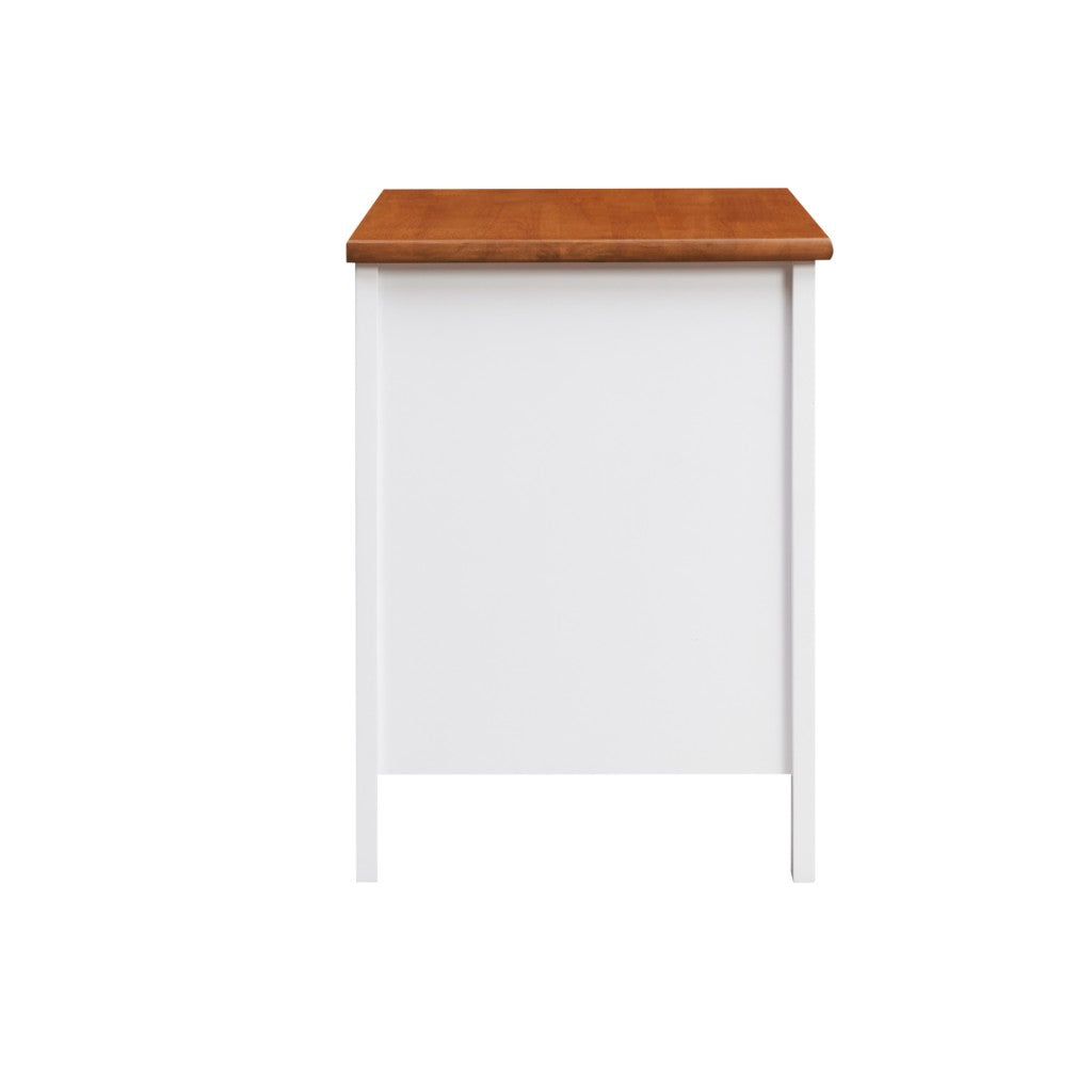 ASTLEY HAMPTONS LOOK 2-DRAWER BEDSIDE TABLE WHITE /MID BROWN