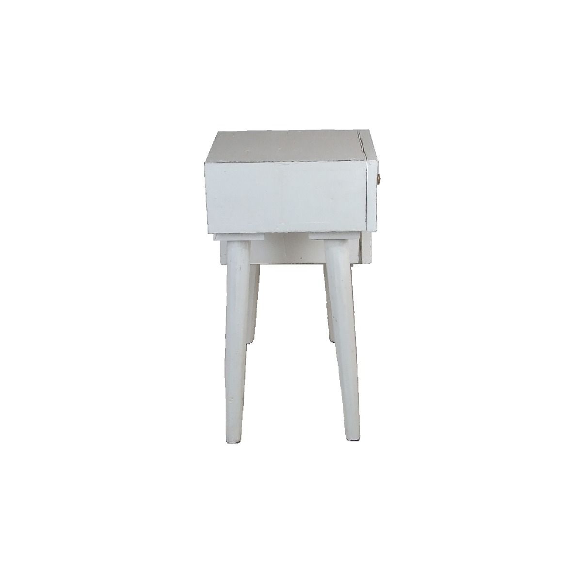 STANLEY RECYCLED RUSTIC 2 DRAWER CUBE SIDE TABLE/LAMP TABLE WHITE