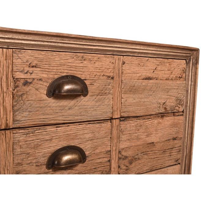 BASIL RECLAIMED OAK 6 DRAWER CHEST OF DRAWERS WITH BOTTOM SHELF