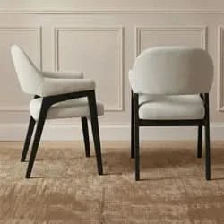 IRVINE FABRIC DINING CHAIR BLACK FRAME/ IVORY UPHOLSTERY